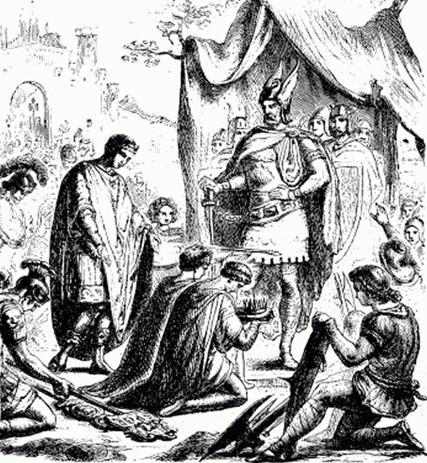 Romulus Augustus Resigning the Crown Before Odoacer