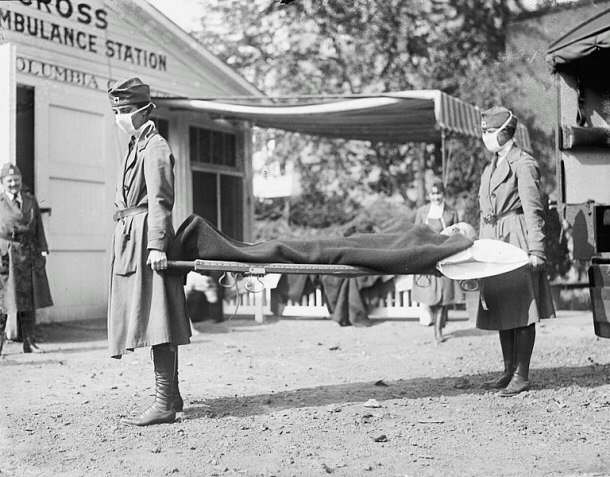 Red Cross Carrying Deceased 1918 Spanish Flu Outbreak Victim - Washington, D.C.