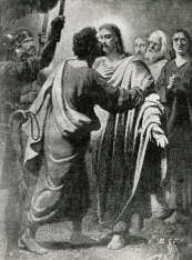 Jesus being kissed by Judas