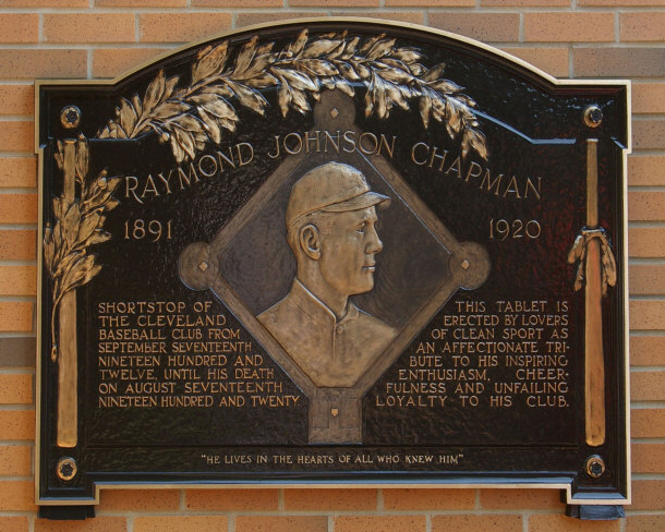 raymond johnsons chapman memorial Chapman Monument Located at Progressive Field Cleveland, OH
