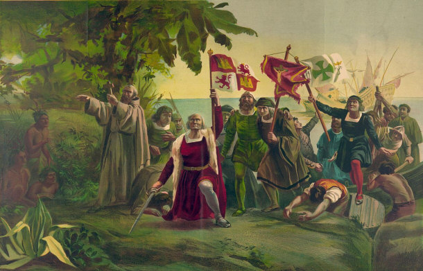 First Landing of Columbus on the Shores of the New World - Painting San Salvador (1862)