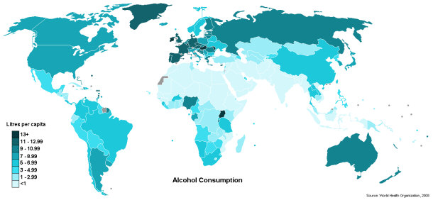 map of alcohol consumption
