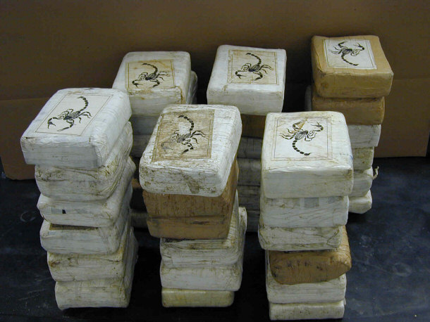 Cocaine Packs Confiscated by the US DEA - Scorpion Logo is a Cartel Brand