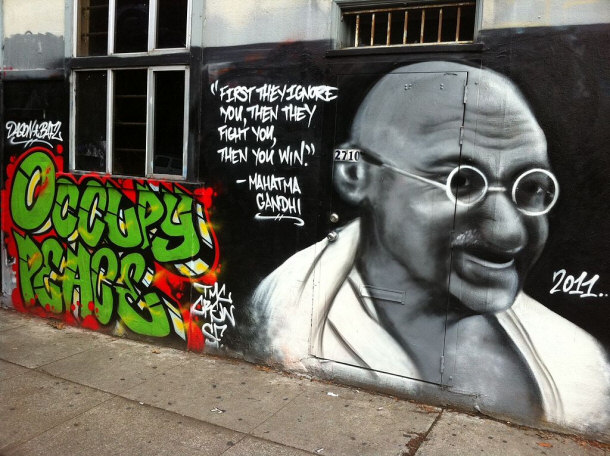 Gandhi's First Falter Did not Stop Him from Achieving Intense Popularity in America - Graffiti in San Francisco