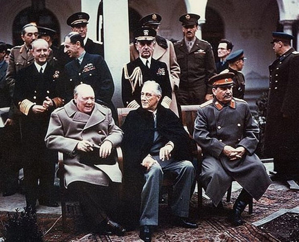 Churchill, Roosevelt, and Stalin at Yalta Summit - Just 2 Months Before Roosevelt's Death