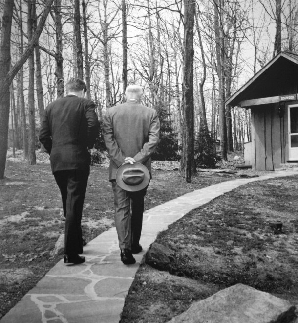 Kennedy and Eisenhower Discussing Bay of Pigs Crisis at Camp David