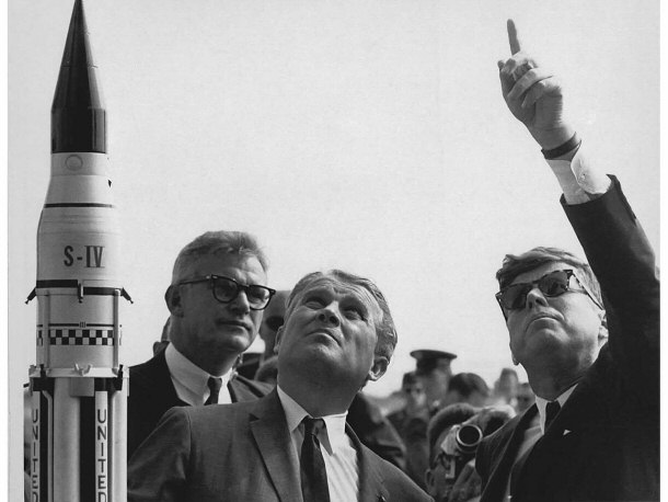 Kennedy Getting an Explanation of the Saturn V Launch System from Dr. Wernher von Braun