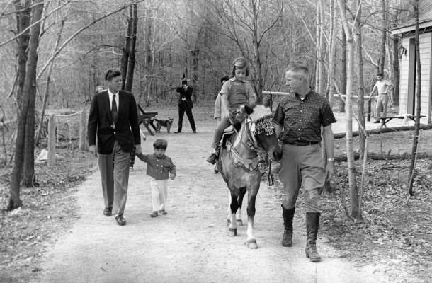 Kennedy and His Children John and Caroline at Camp David