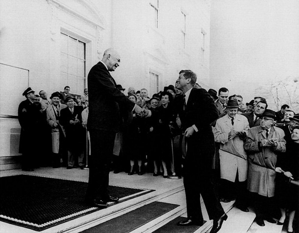 President-elect Kennedy Shaking Current President Eisenhower's Hand