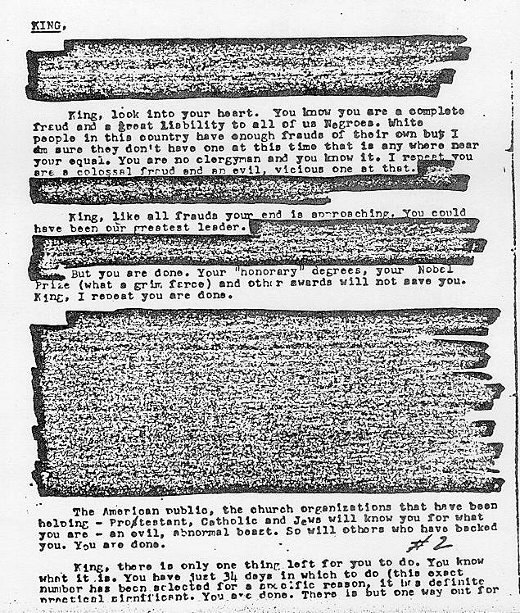 The FBI wrote a letter to MLK Jr. encouraging him to commit suicide