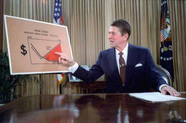 Taxes were reduced under Ronald Reagan