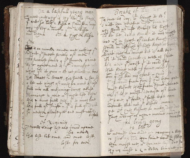 Handwritten mid 17th Century Manuscript Containing Shakespeare's Second Sonnet