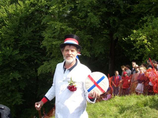 Master of Ceremonies at the Cooper's Hill Cheese Rolling and Wake