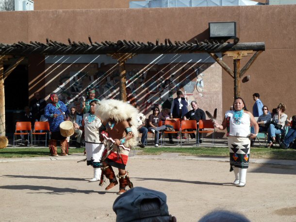 The liveliest displays are the demonstrations of ceremonial pueblo dances, which are held in the museum's central courtyard. 