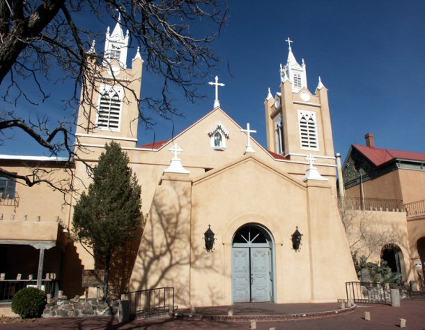 On the north edge of Old Town Plaza sits the Church of San Felipe de Neri, the first Catholic church in Albuquerque and a local landmark for hundreds of years.