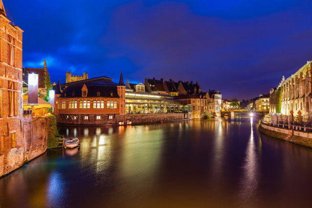Ghent Canal in the Twilight of the Evening