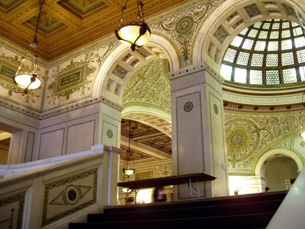 The Grand Staircase in the Chicago Cultural Center in Chicago, IL.