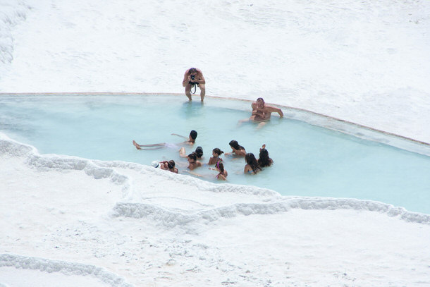 people swimming at turkey's cotton castle
