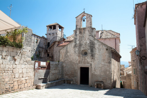 Church and Marco Polo Tower - Korcula Town, Croatia