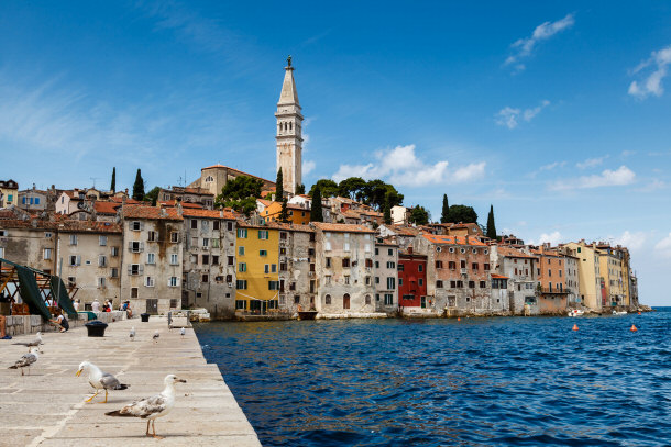The Pier and the City of Rovinj on Istria Peninsula