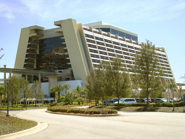 The Contemporary Resort was one of the first luxury resorts built inside Disney World and it's the only one where the monorail goes inside the building.