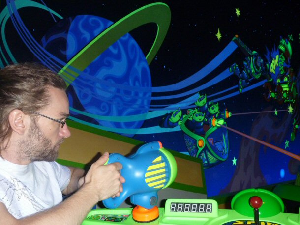 In Toworrowland, the Buzz Lightyear Space Ranger Spin offers visitors to the park the opportunity to feel as if they are stepping into a video game.