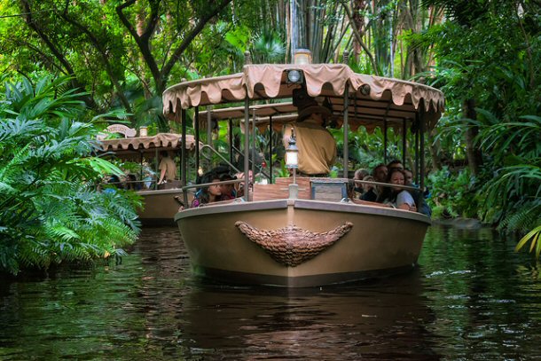 The Jungle Cruise in Adventureland takes you on a fun filled tour of four continents and this is one of the funniest rides in Disney World because of the guides on the tour. 