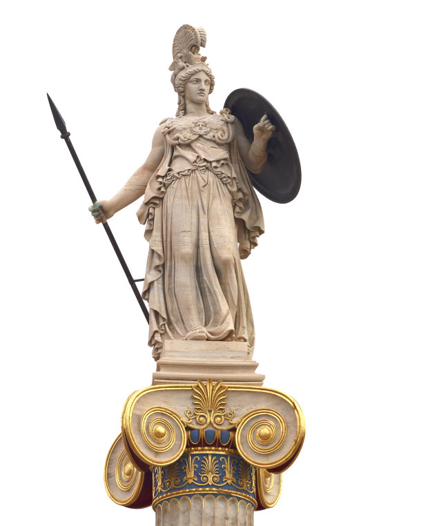 Athena, the goddess of war, wisdom and crafts