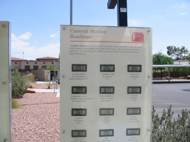 Radiation Reading Display Outside of National Atomic Testing Museum
