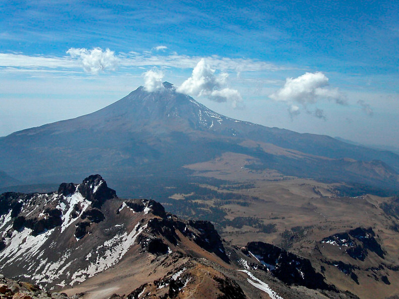 View of Popocatepeti Volcano Near the Summit of Iztaccihuati - Puebla