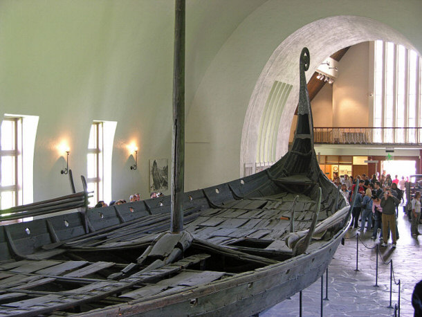 Inside the Viking Ship Museum in Oslo, Norway