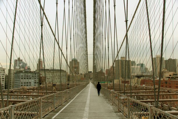 There is a special walkway across the Brooklyn Bridge.