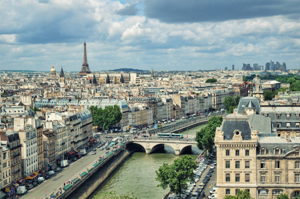 Paris France skyline Seine River