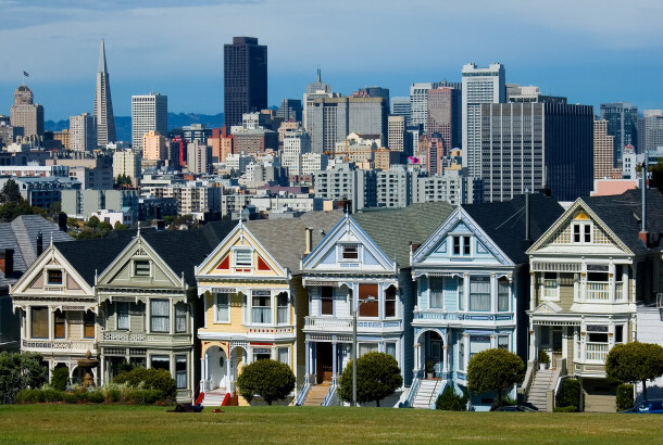 Houses lined up in San Francisco