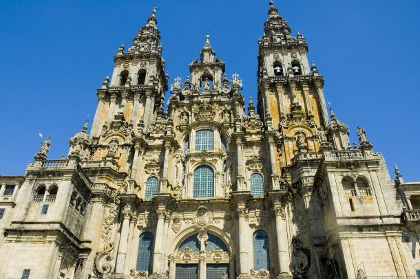 The Cathedral of Santiago de Compostela is a striking Gothic and Baroque Roman church in Galicia, Spain.