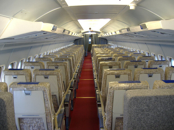 Interior of a Convair 990 Used by Swiss Air on Display