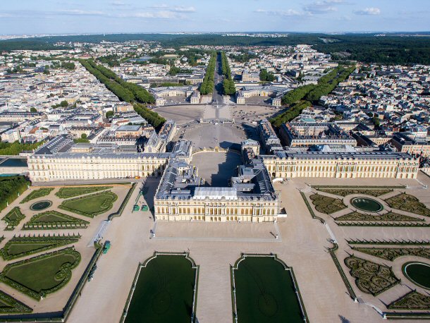 The Palace of Versailles is located about an hour outside of Paris in Versailles, 