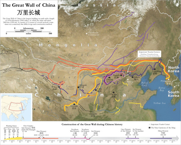 map of great wall of china construction dates