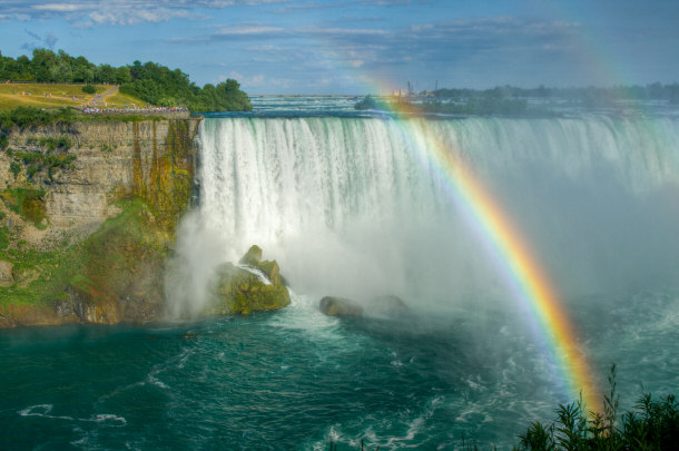 rainbow over the falls